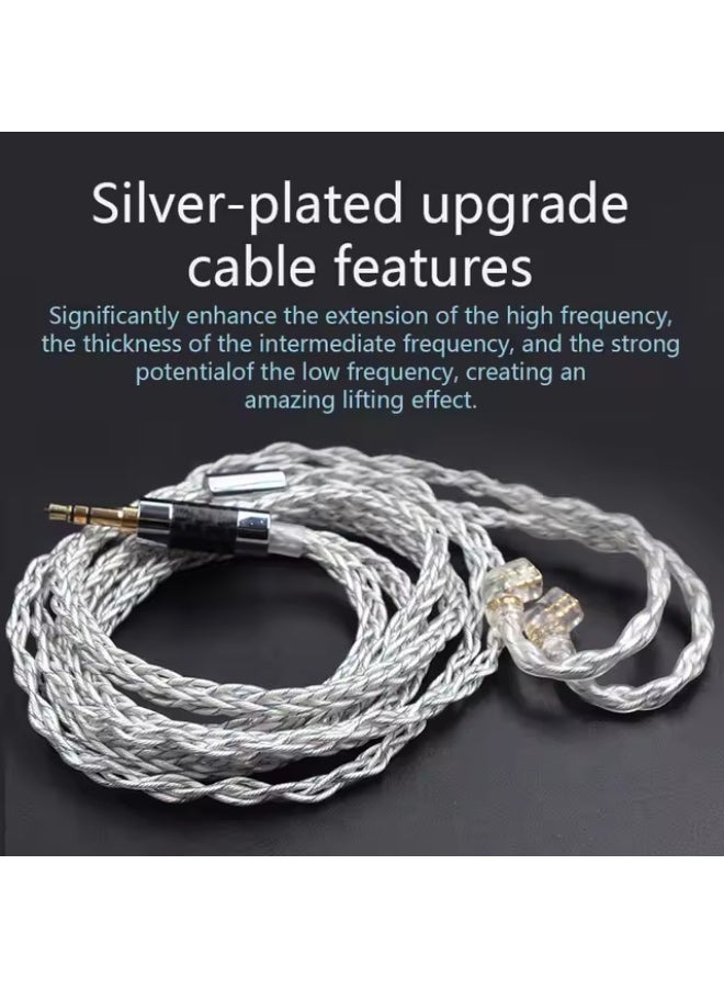 كي زد كابل صوت كي زد بتركيب 784 نواة بلون أزرق-فضي مطلي بالفضة، كابل ترقية صوت هاي فاي عالي النقاء، بمقبس 3.5mm وموصل ثنائي الدبوس، كابل استبدال منخفض الفقد وعالي النقاء لسماعات كي زد داخل الأذن - Image 3